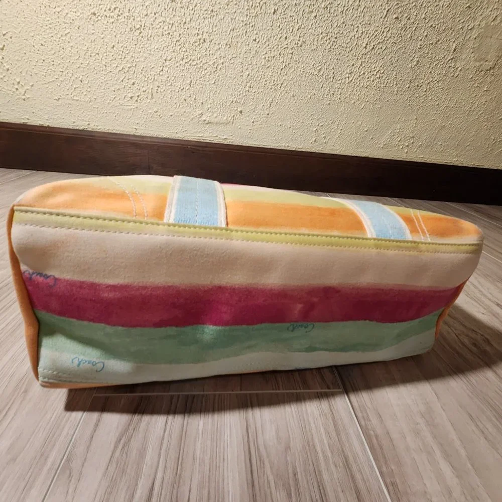 Coach Hampton Watercolors Striped Satchel Tote Bag Purse - Picture 9 of 13